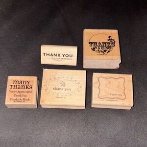 Stampin' Up! Thank You Rubber Stamps Set - Black and Brown